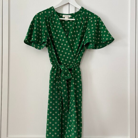 Monteau of Los Angeles green faux-wrap short dress (size S) - Picture 2 of 4